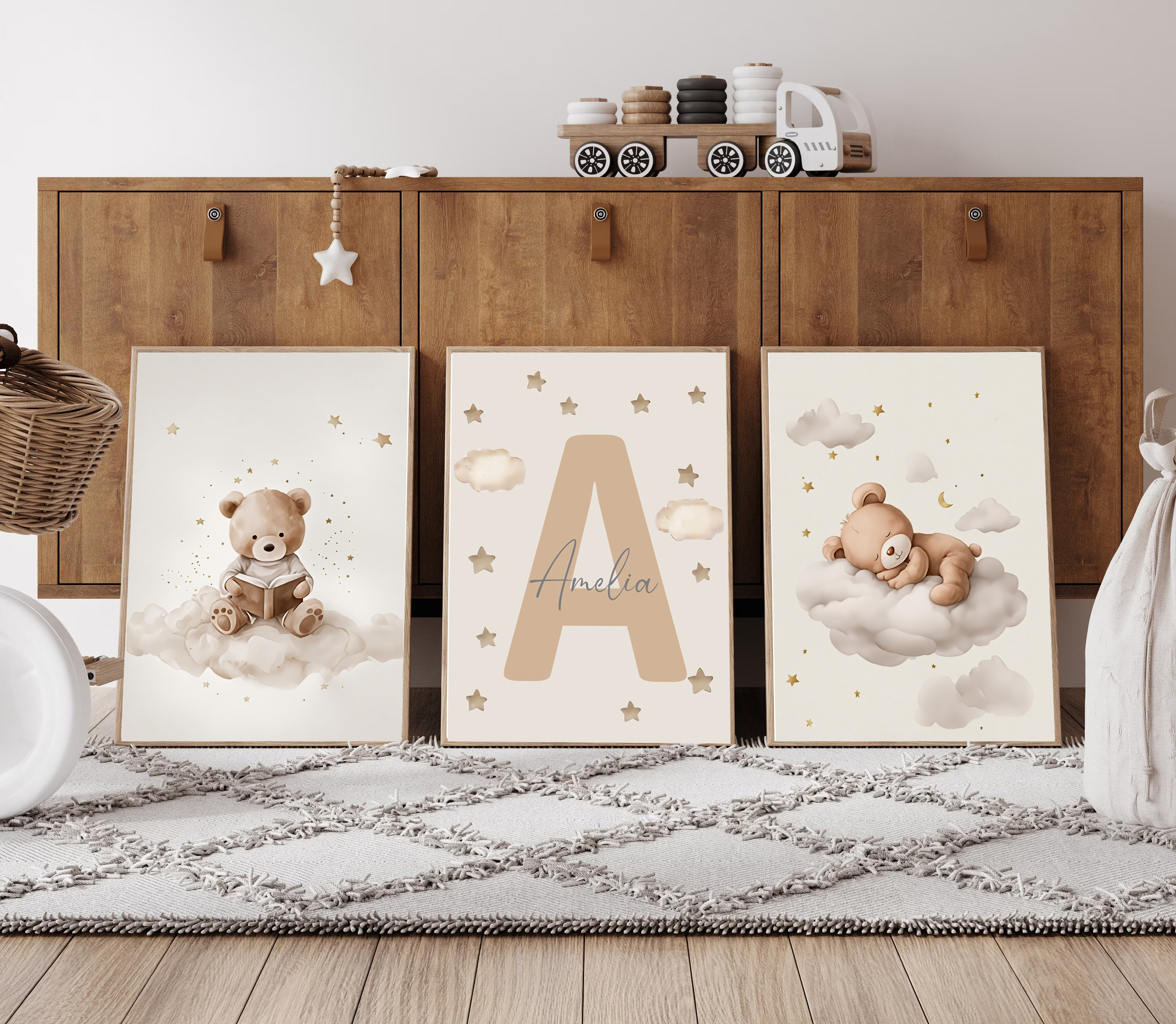 3pcs/set Bohemian Teddy Bear A - Baby Nursery Pictures recension och pris